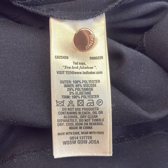 Ted Baker Josa Mini Swing Dress Black/Pale Pink Bow Detail Sleeveless Coquette 6 - Picture 10 of 12